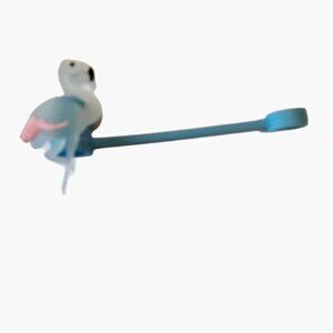 Straw Cap Blue Flamingo Silicone Drink Charm Cup ID Coastal Tropical Luau Tiki